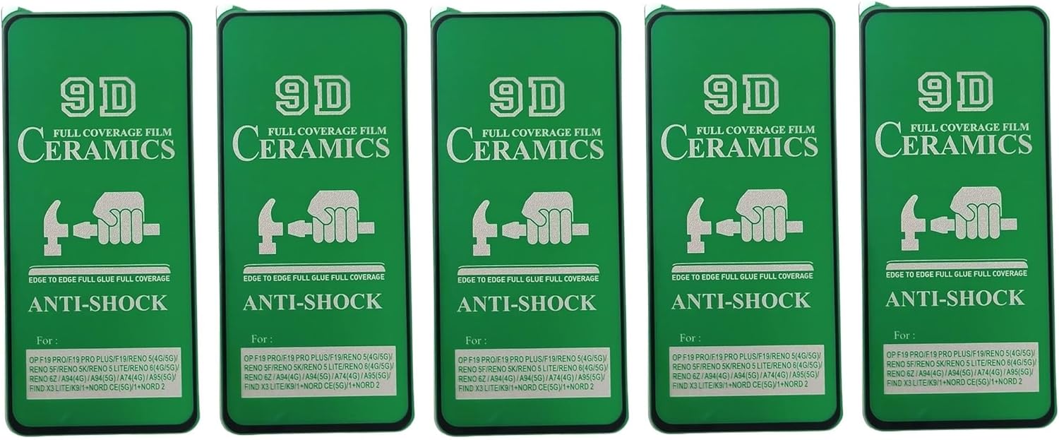 Five green 9D ceramic screen protectors.