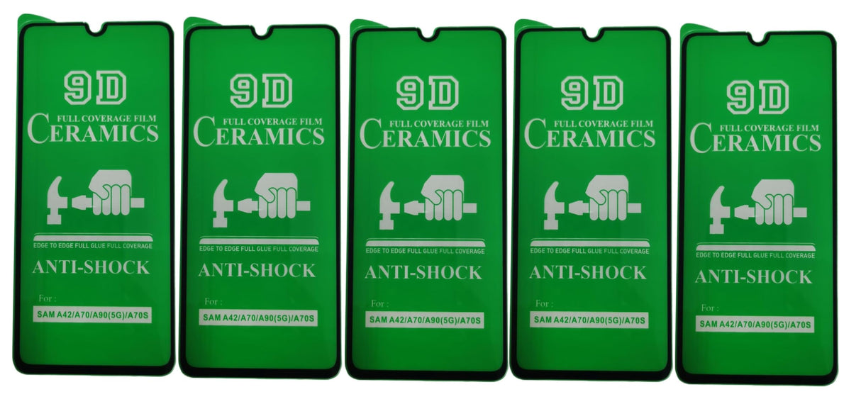 Five green anti-shock screen protectors.