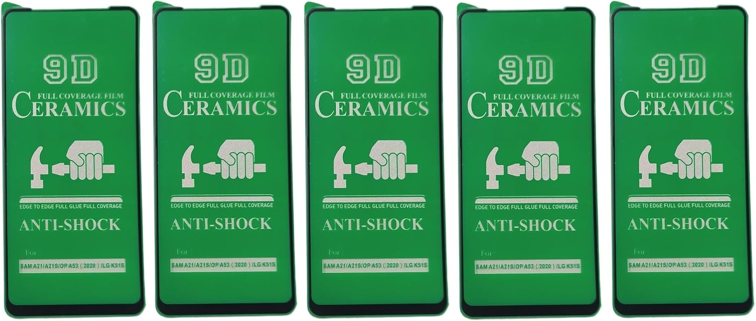 Five green ceramic screen protectors.