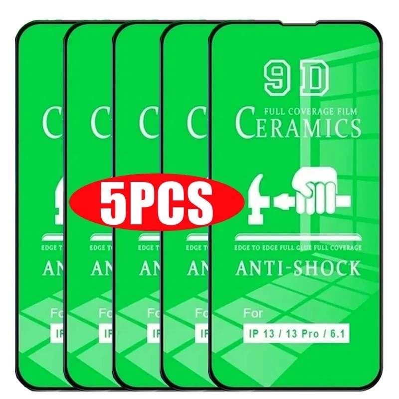 Five green ceramic screen protectors.