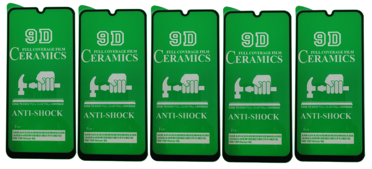 Five green ceramic screen protectors.