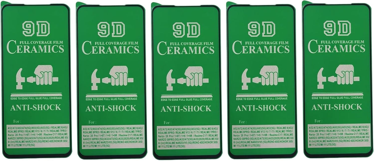 Five green phone screen protectors.