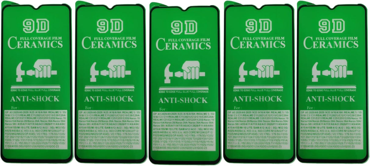 Five green phone screen protectors.