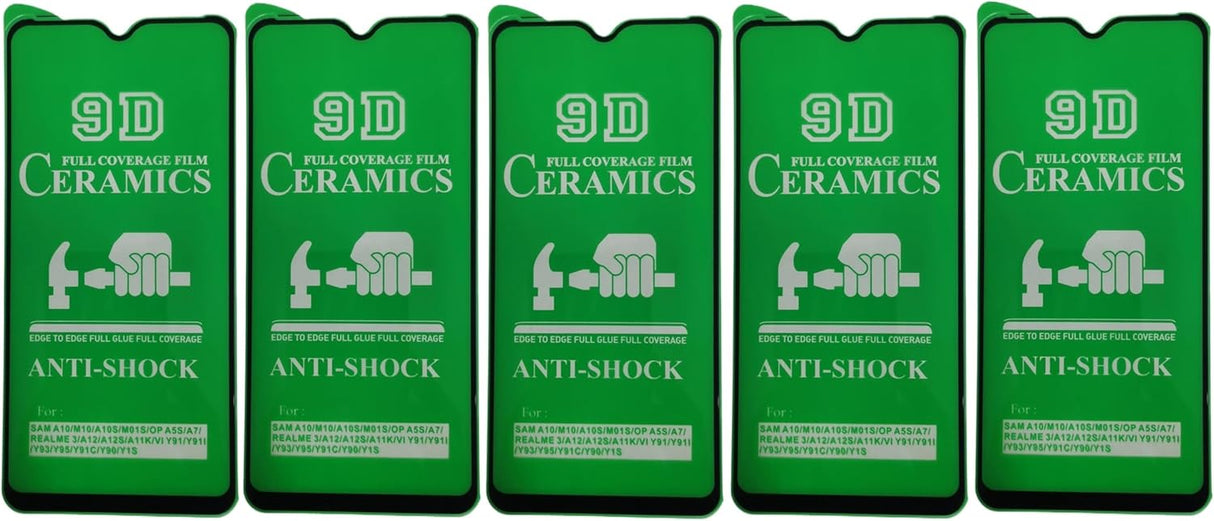 Five green phone screen protectors.