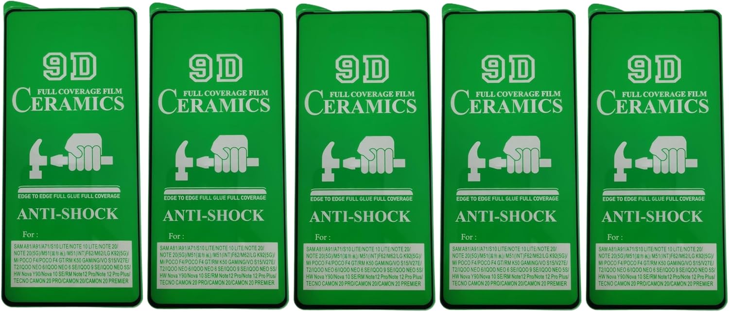 Five green phone screen protectors.