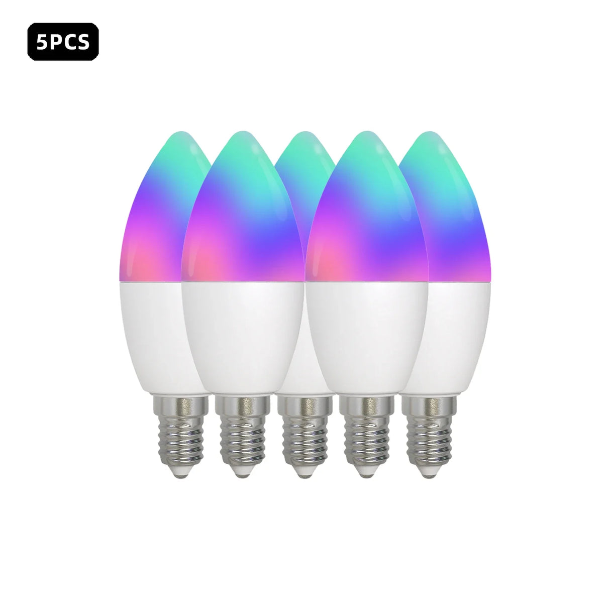 Five color-changing LED candle bulbs.