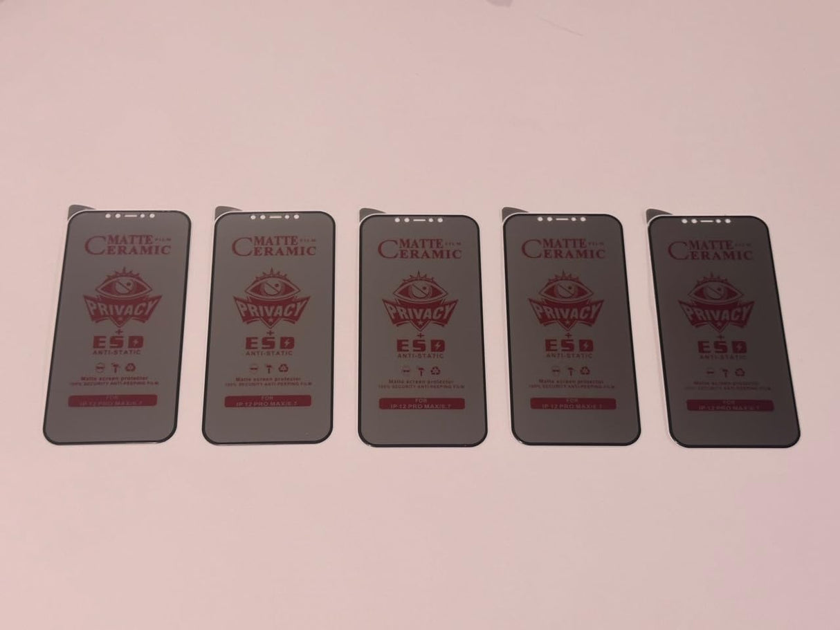 Five matte ceramic phone screen protectors.