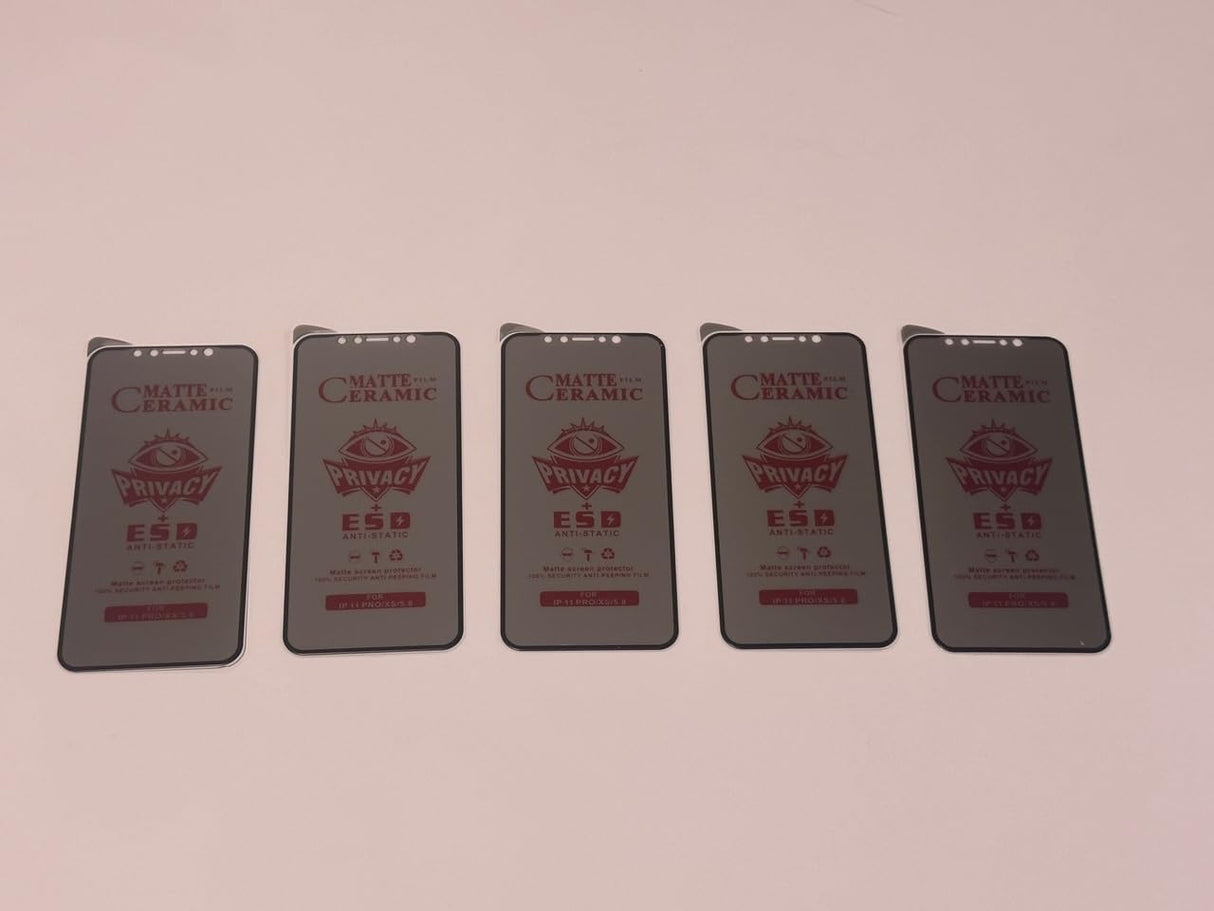 Five matte ceramic phone screen protectors.