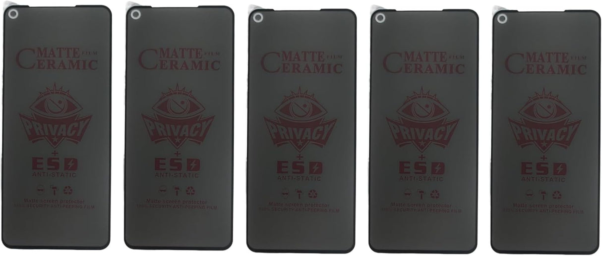 Five matte ceramic privacy screen protectors for smartphones.