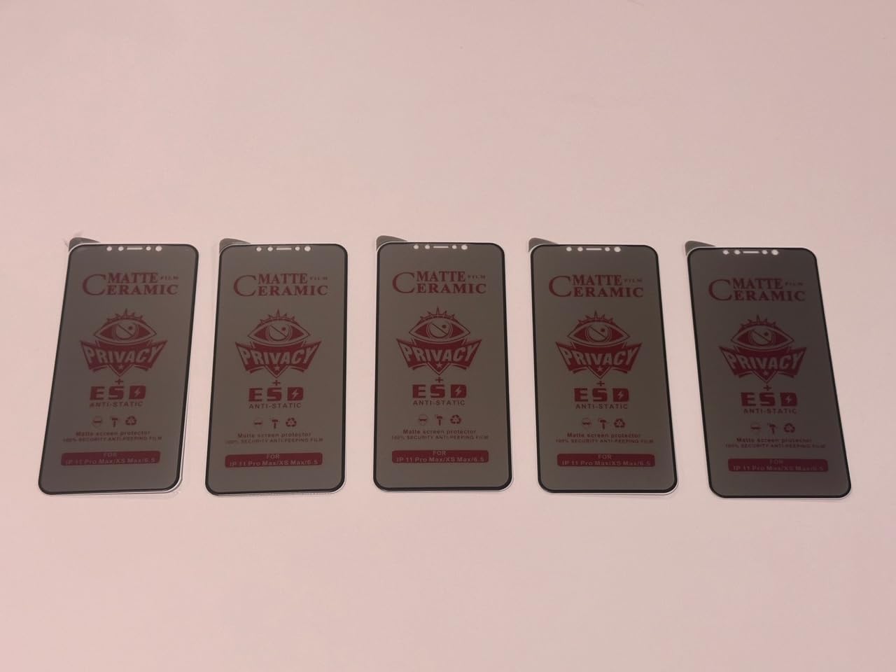 Five matte ceramic privacy screen protectors.