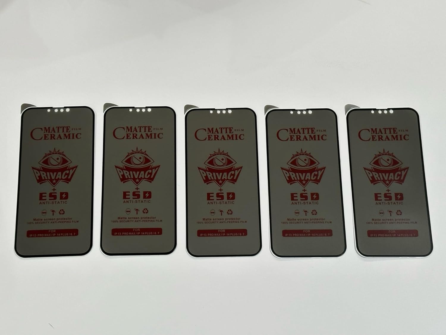 Five matte ceramic privacy screen protectors.