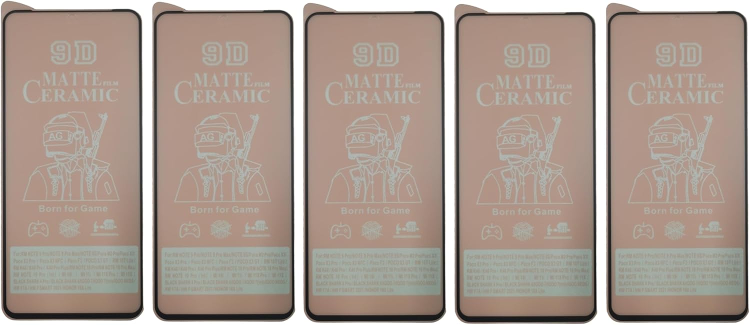 Five matte ceramic screen protectors.