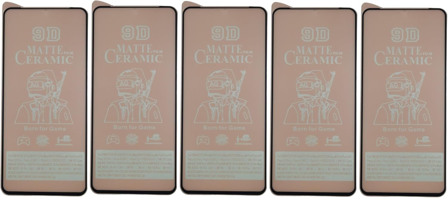 Five matte ceramic screen protectors.
