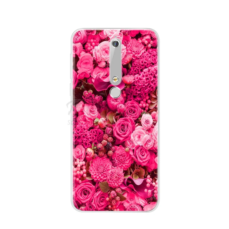 Floral-patterned smartphone case.