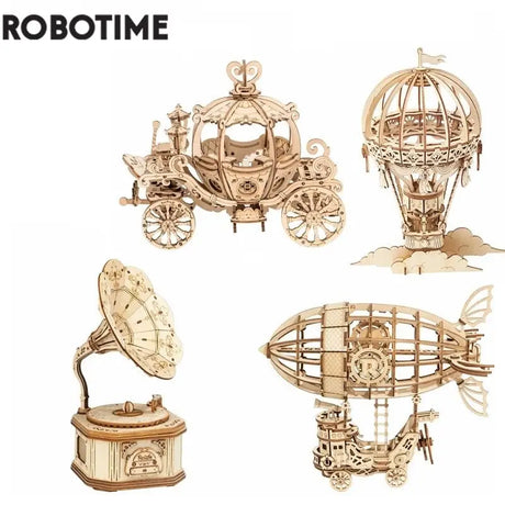 a set of four wooden mechanical clocks
