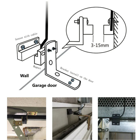 Garage door sensor installation diagram.