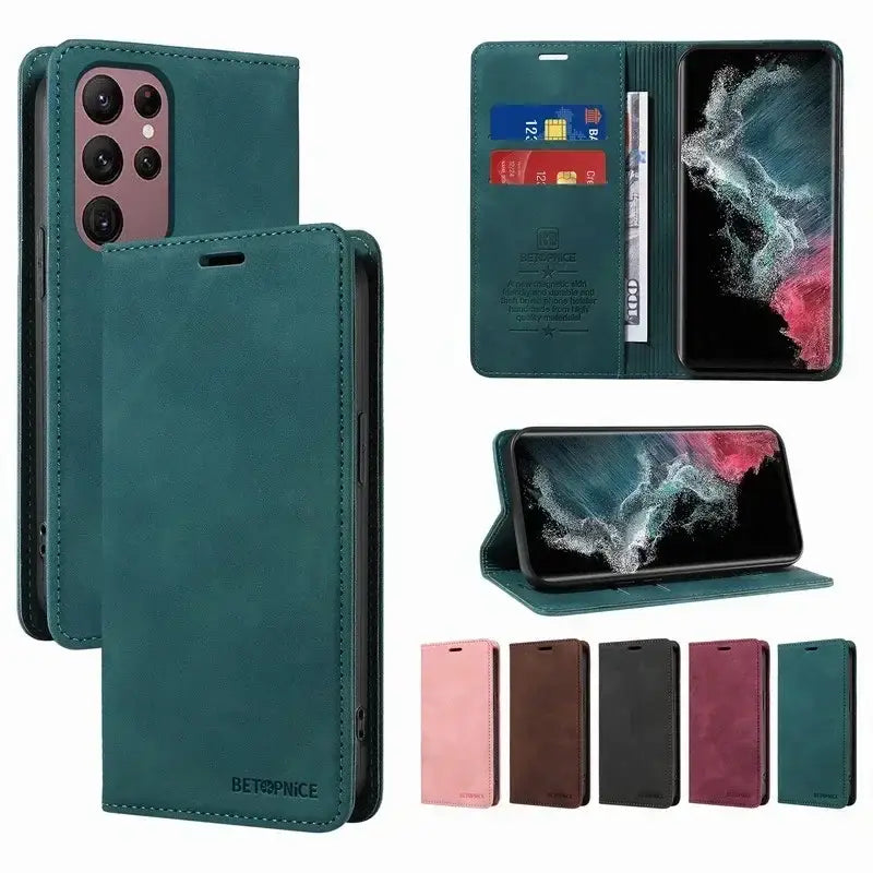 Genuine leather wallet case for iphone 11