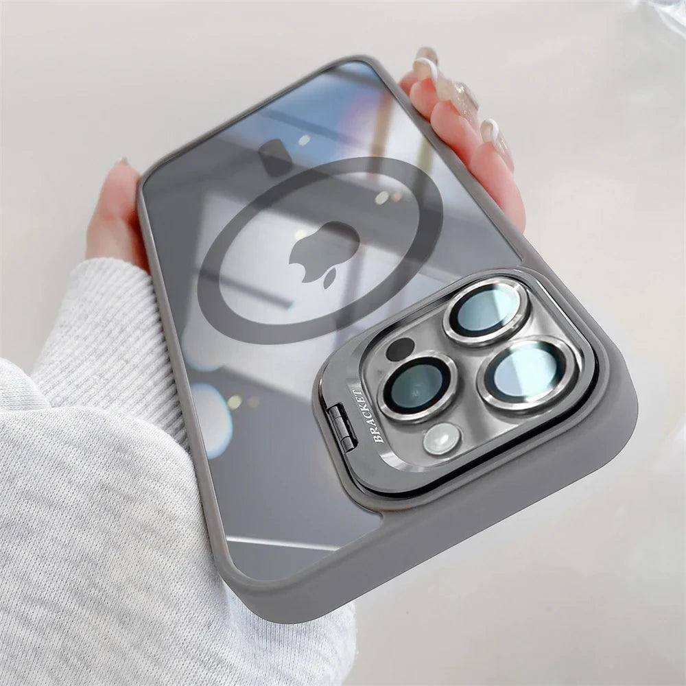 Gray iPhone case with camera lens protection.