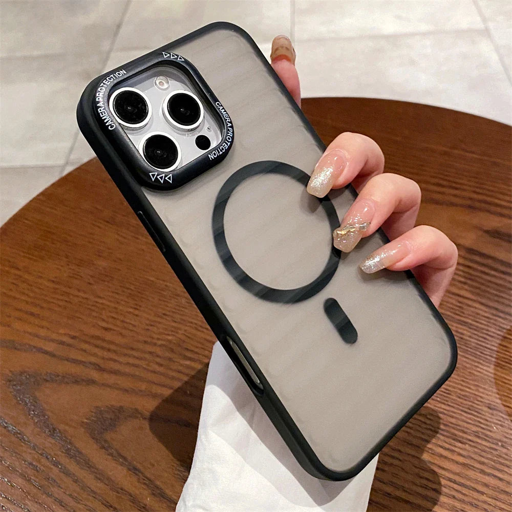 Gray phone case with magnetic ring.