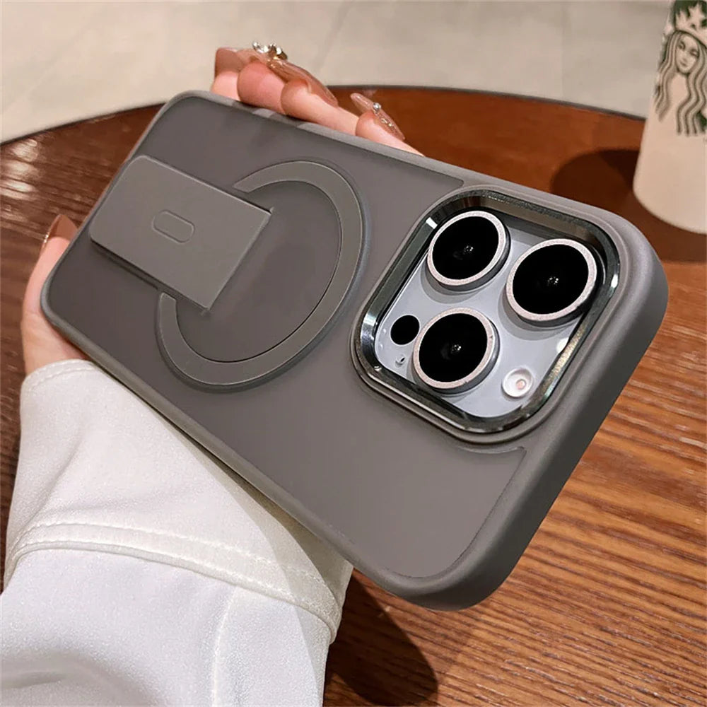 Gray phone case with MagSafe and kickstand.