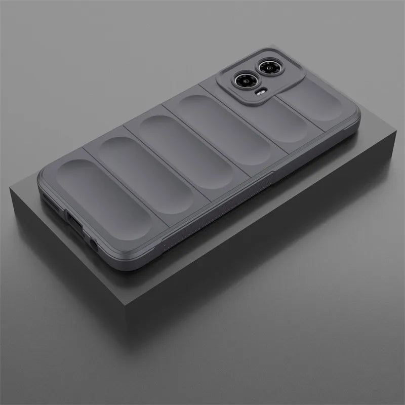 Gray phone case with padded design.