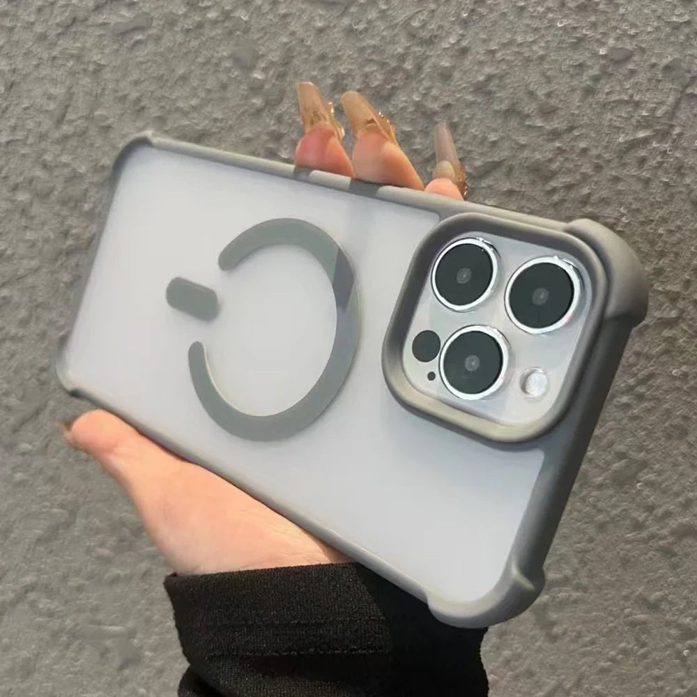 Gray-trimmed phone case with camera lens protection.