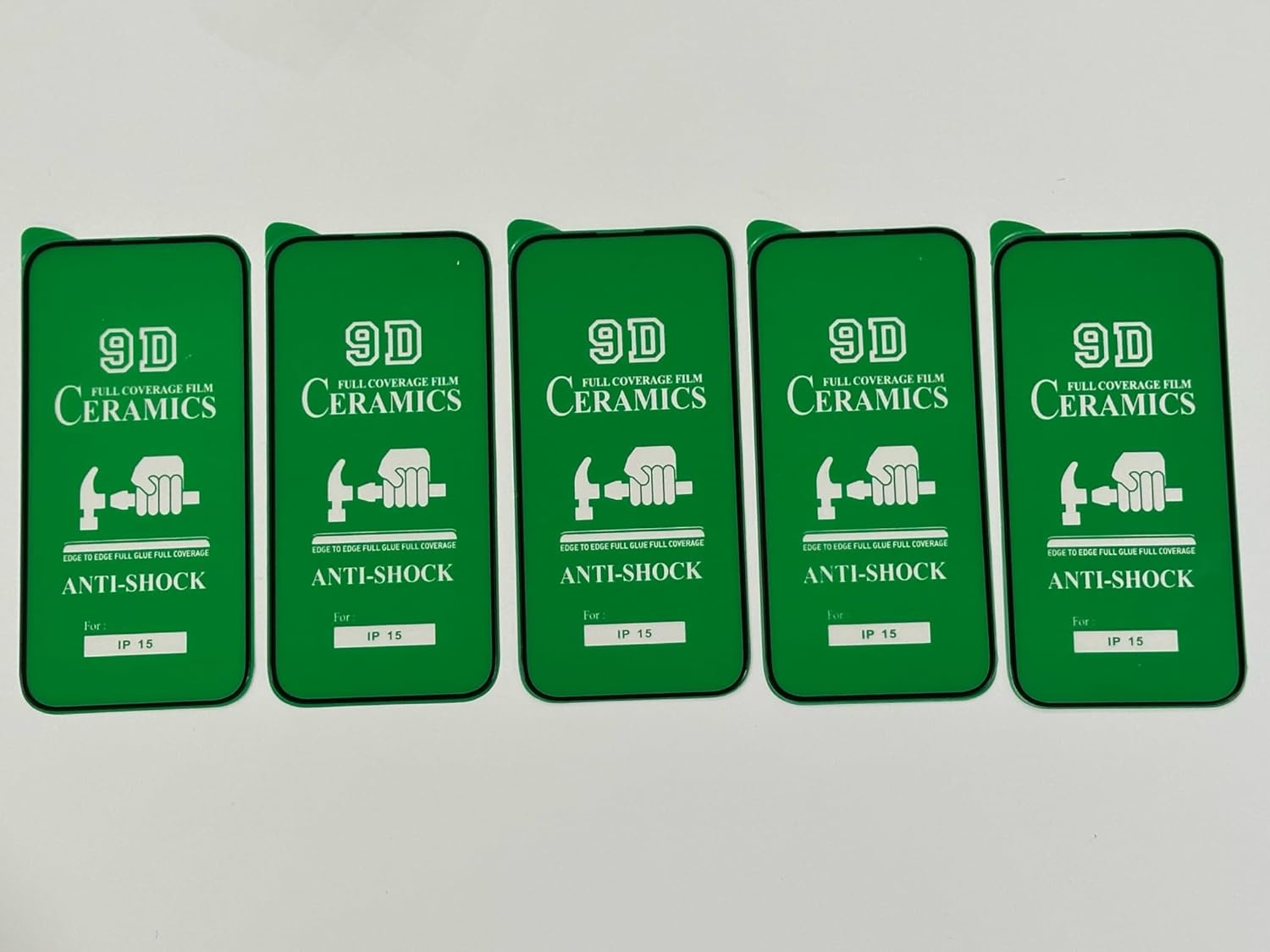 Green 9D ceramic anti-shock screen protectors.