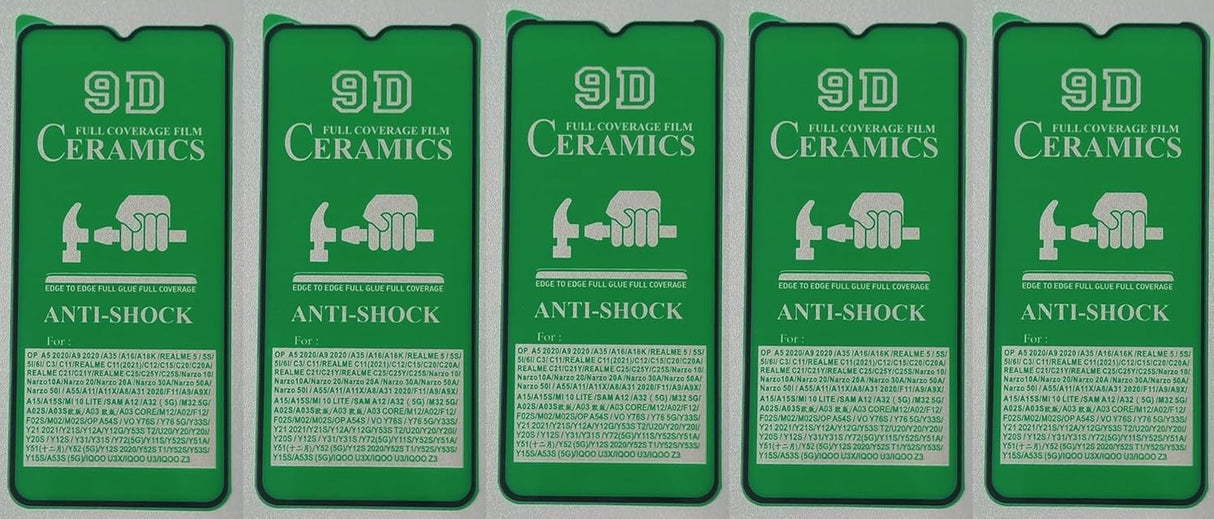Green anti-shock ceramic screen protectors.
