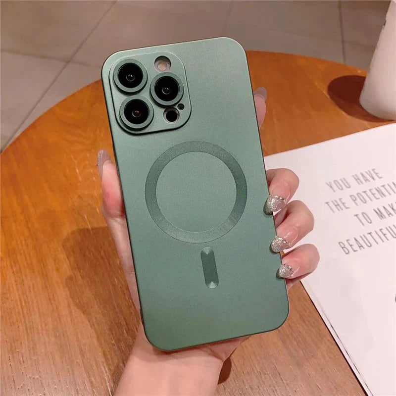 Green iPhone case with MagSafe.