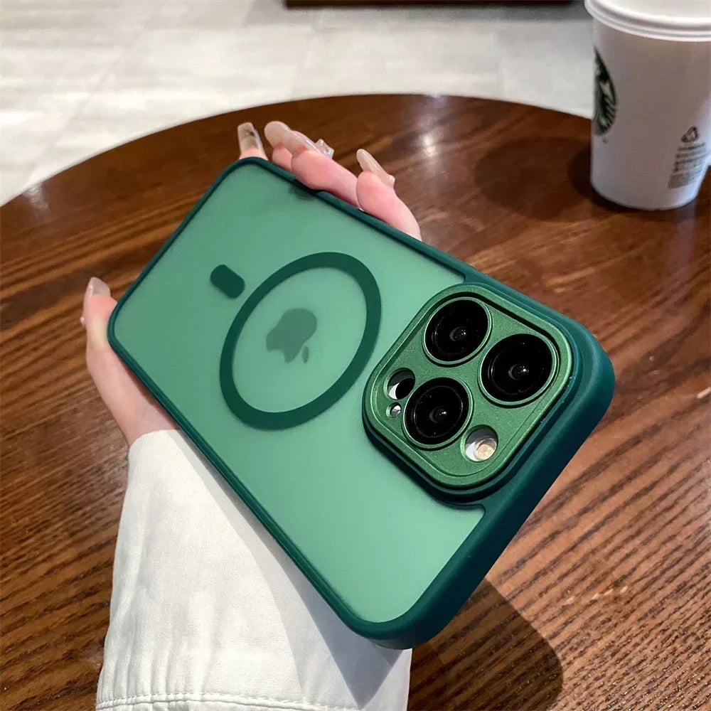 Green iPhone case with MagSafe.