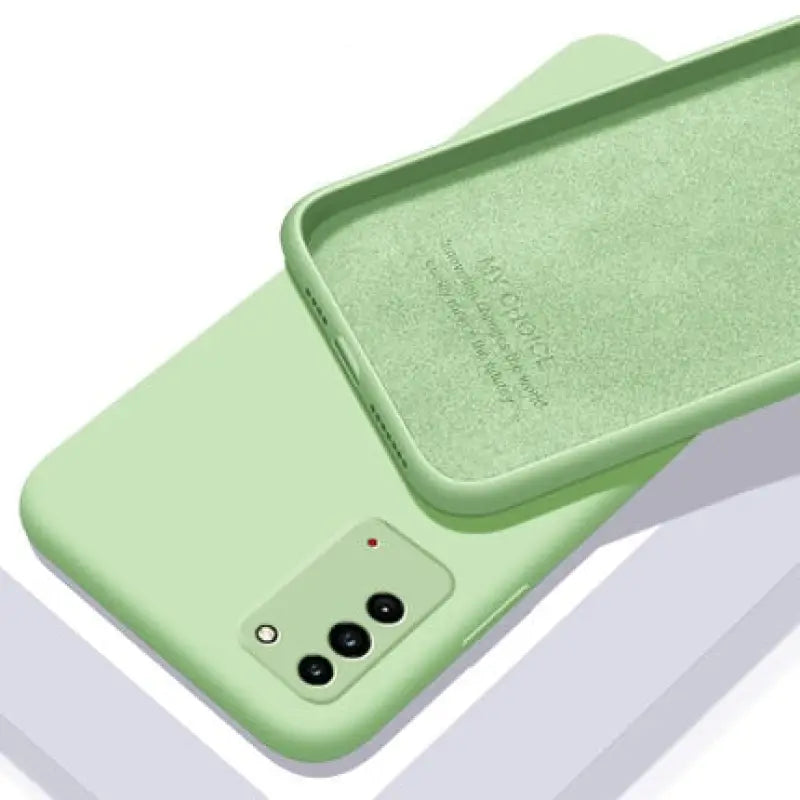 the back of a green iphone case