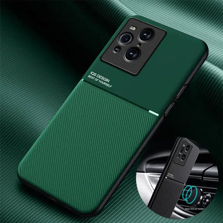 the back of a green phone case with a camera attached to it