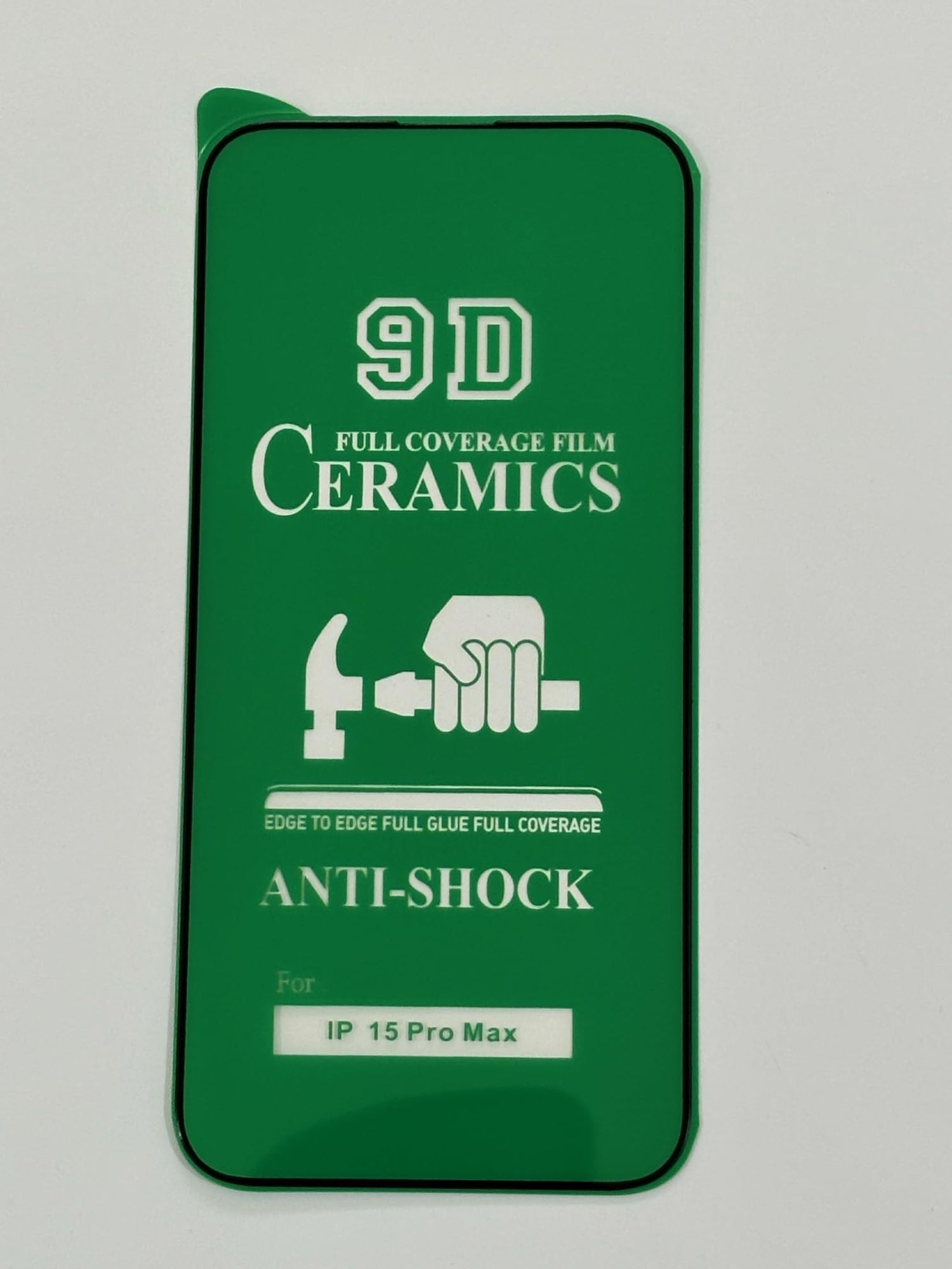 Green screen protector for an IP 15 Pro Max.