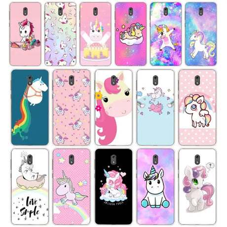a group of unicorns and stars phone cases