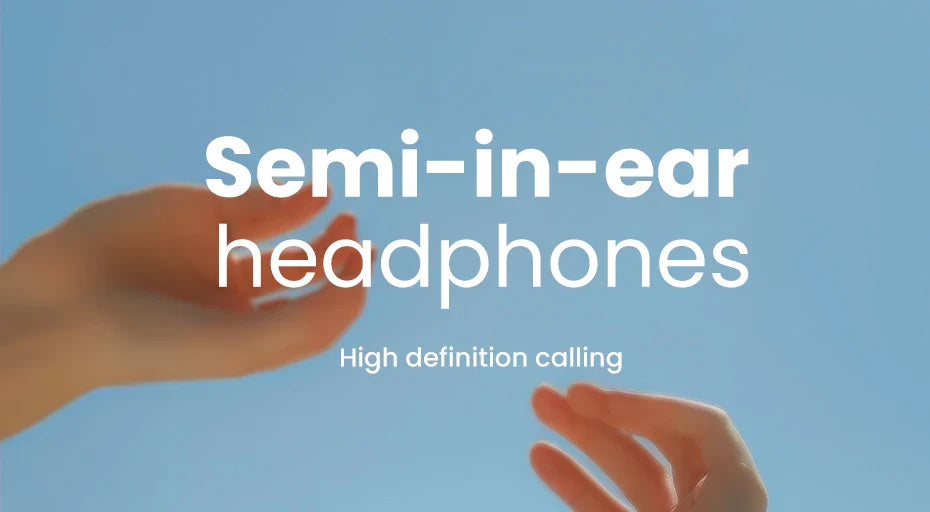 Hand-shaped earbuds or semi-in-ear headphones.