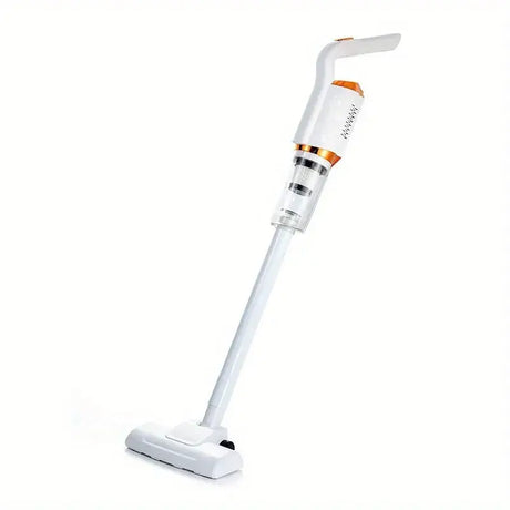 a white and orange vacuum cleaner on a white background