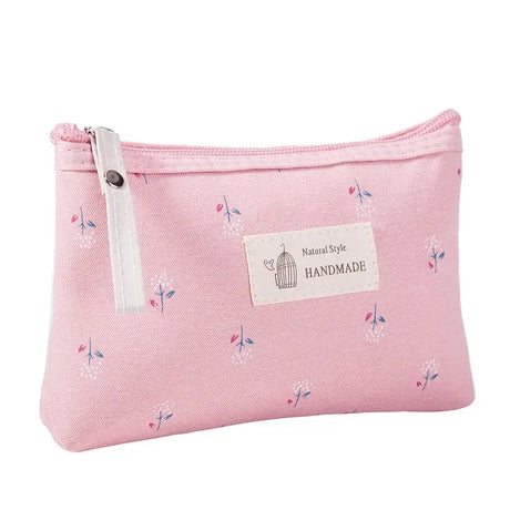 the pink floral print cosmetic bag