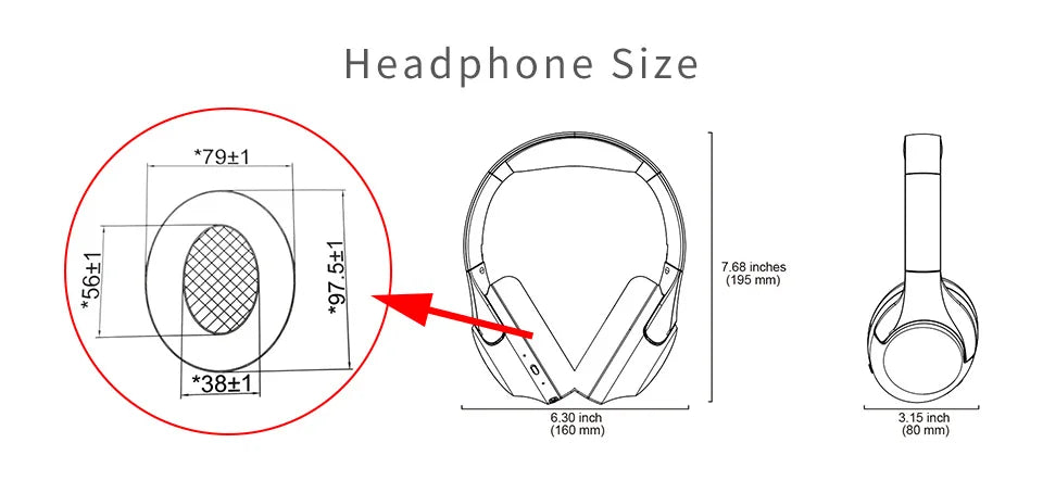 Headphone size diagram.