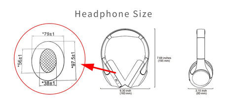 Headphone size diagram.