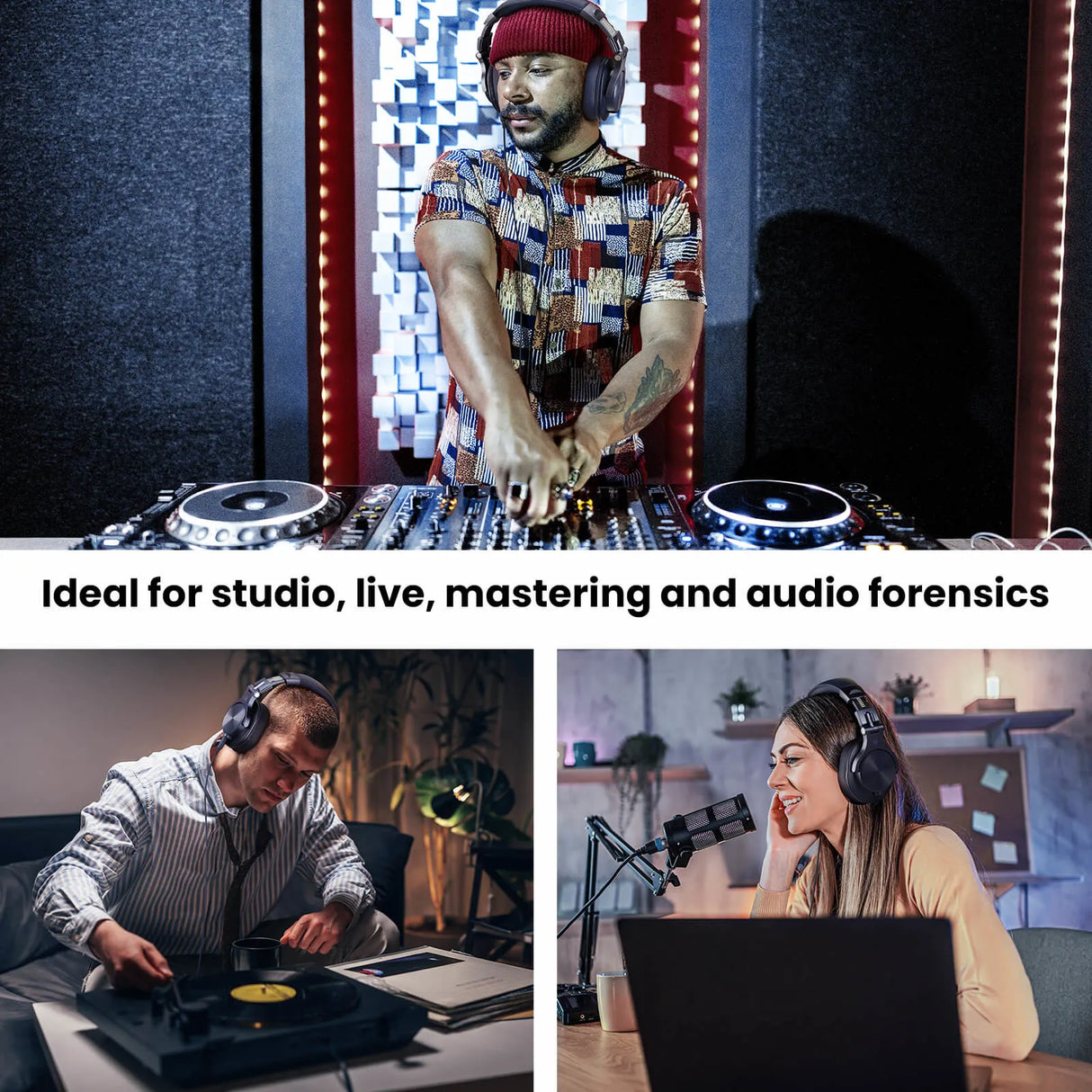 Headphones used for audio production.