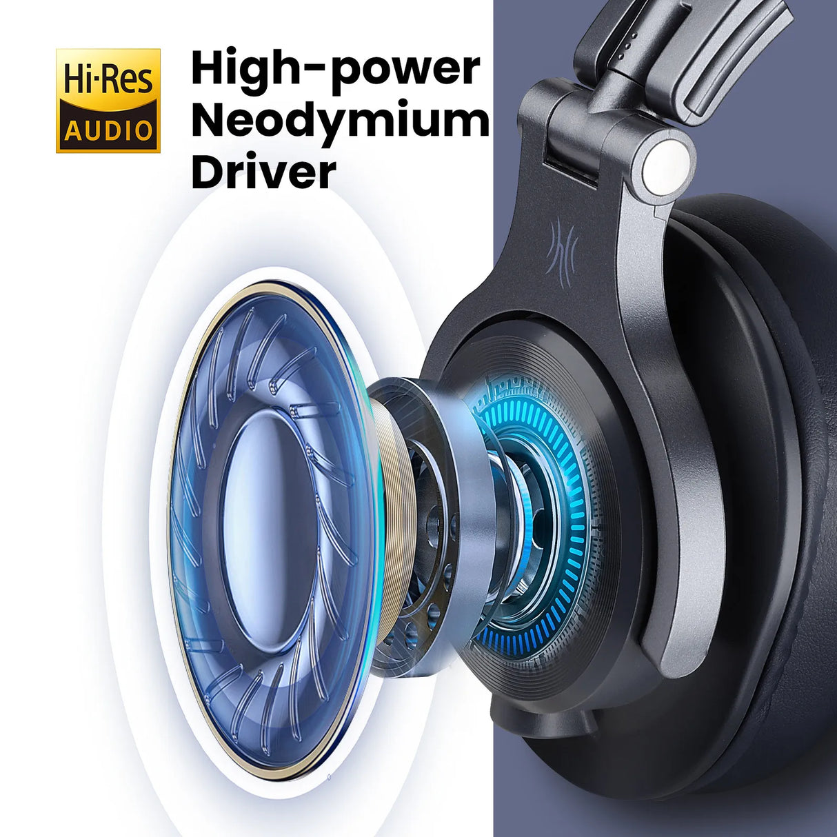 High-power neodymium driver headphones.