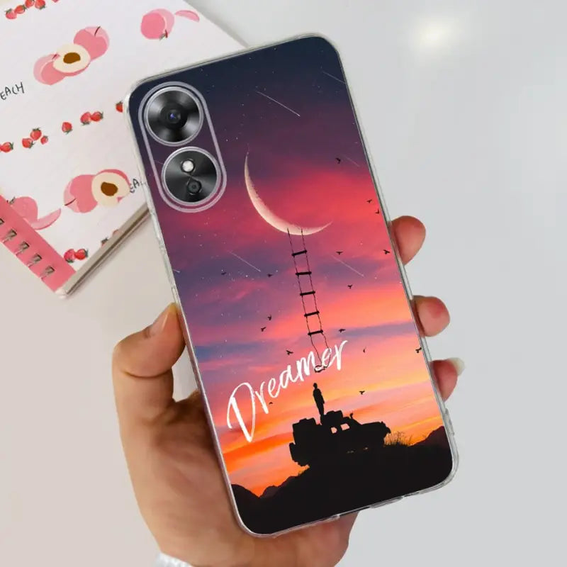 a person holding a phone case with the words dear on it