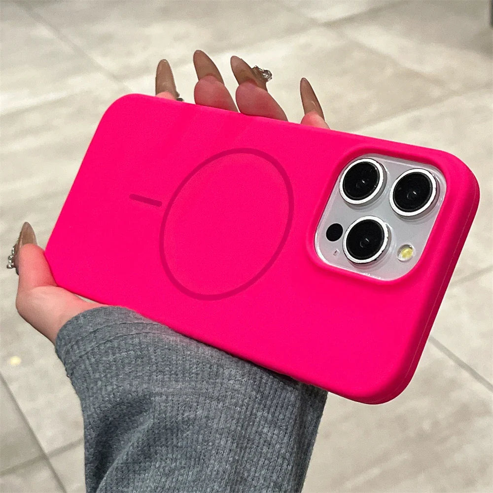 Hot pink iPhone case.