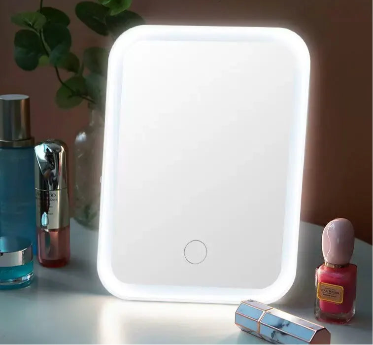 Illuminated makeup mirror.