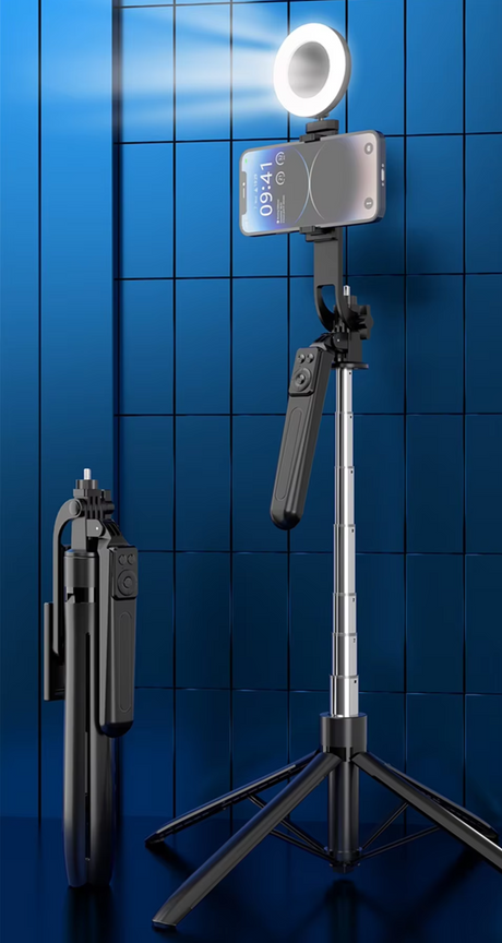 Illuminated phone tripod.
