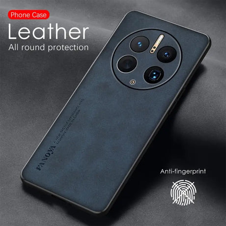 the back of a black leather case with a fingerprint fingerprint