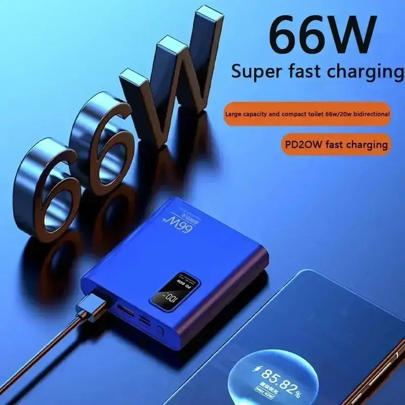 an image of a blue power bank with a power cord