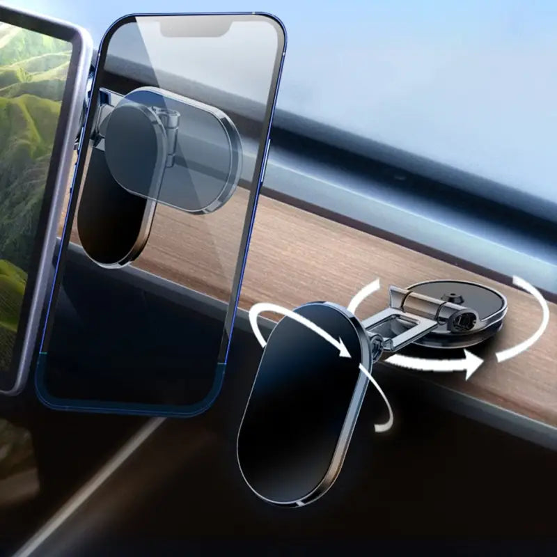 an image of a cell phone and a car dashboard