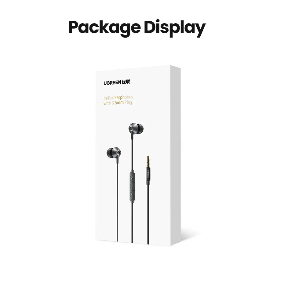 In-ear earphones with 3.5mm plug.