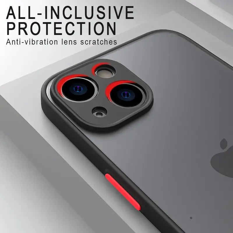 an iphone case with a red light on it